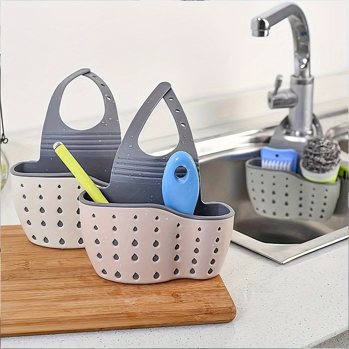 1pc Kitchen Sink Drain Basket - Multi-Functional Hanging Rack for