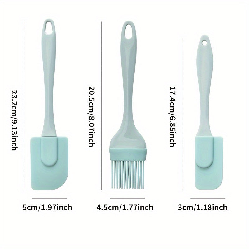 3Piece Silicone Spatula  Oil Brush Kitchen Set