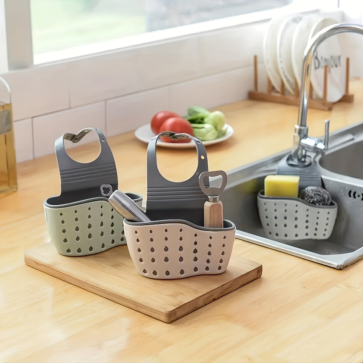 1pc Kitchen Sink Drain Basket - Multi-Functional Hanging Rack for